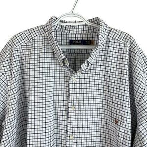 NEW Polo Ralph Lauren Shirt Mens 4XB White Blue Check Button Down FleshPony $125